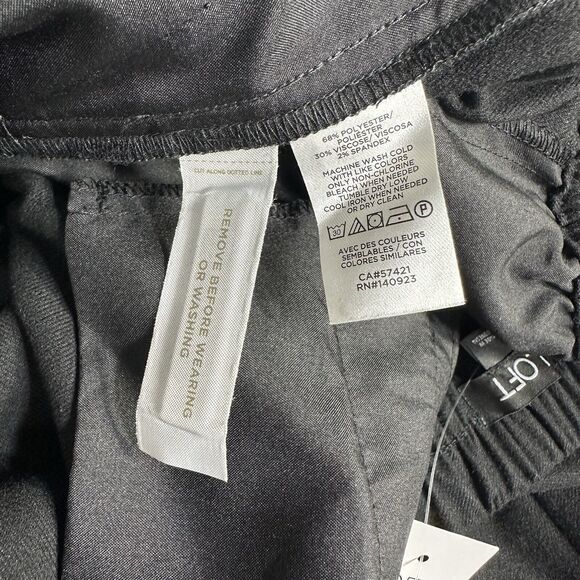LOFT Womens Size Large Pants Pull On Tapered in Brushed Flannel  Black Ankle NEW - Picture 8 of 16